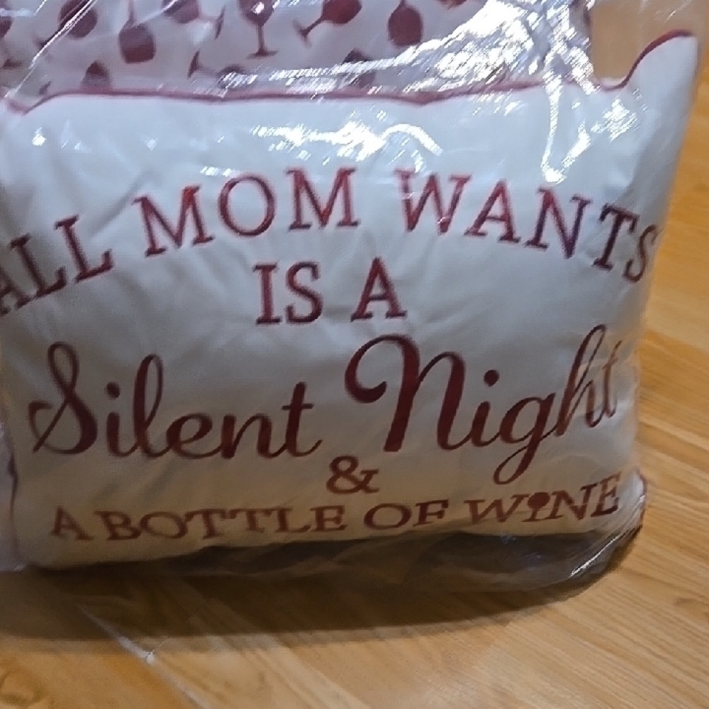 Silent Night Decorative Pillow - White and Red